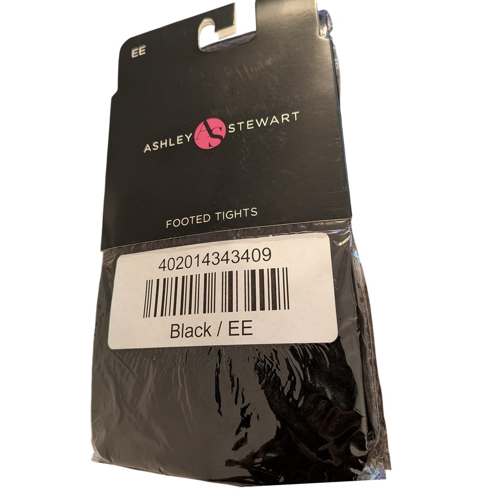 Ashley Stewart Black Footed Tights Plus Size EE 4X Nylon Lycra AD34F25 NWT